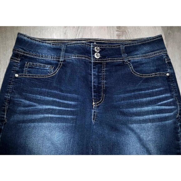 Angels Jeans Curvy Bootcut Flared Jeans Size 12 Distressed Denim Flares Wide Leg - Picture 2 of 8